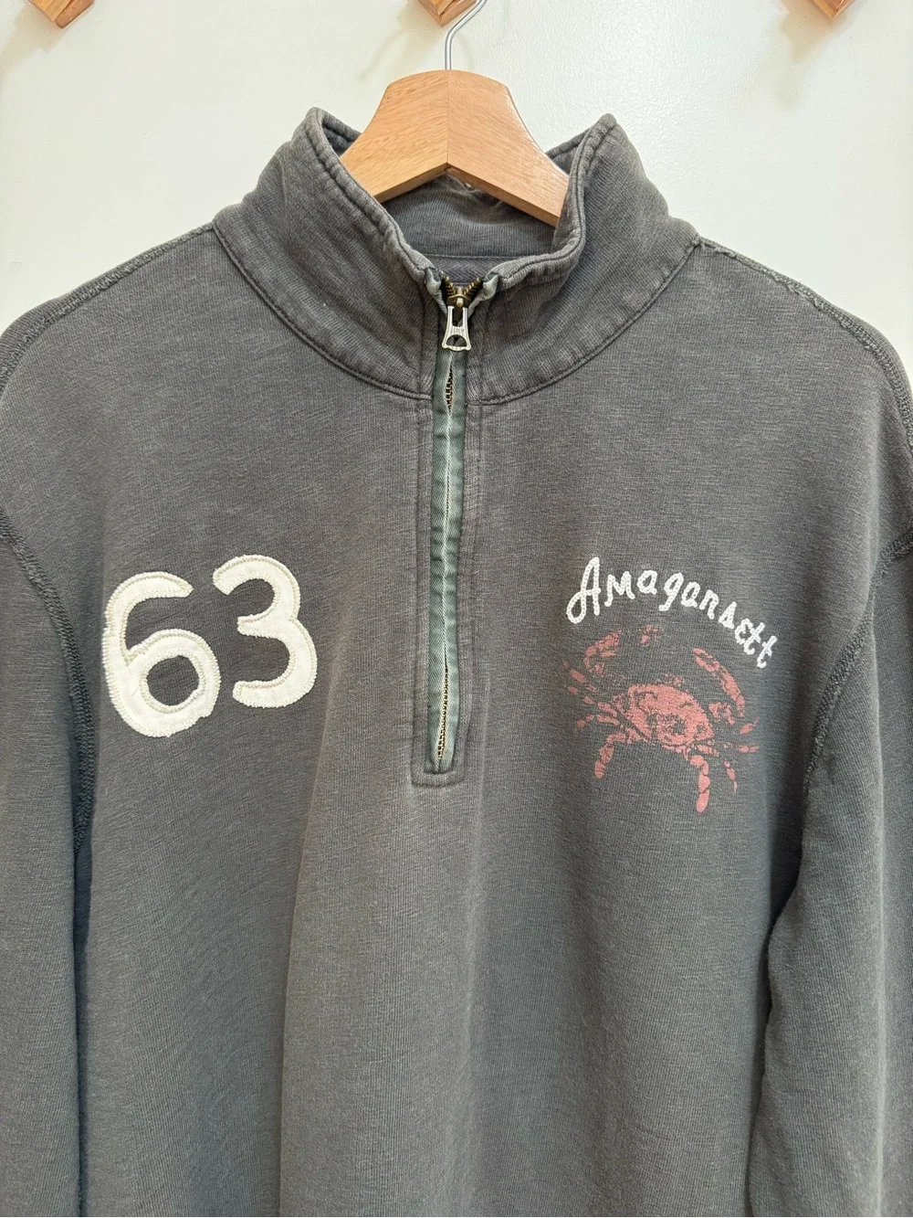 J. Crew Amagansett Embroidered Crab Quarter Zip Pullover Sweatshirt Men’s Large